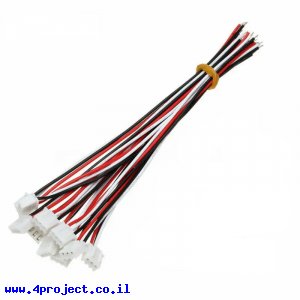מחבר JST-XH 3-pin עם חוטים - חבילה של 10